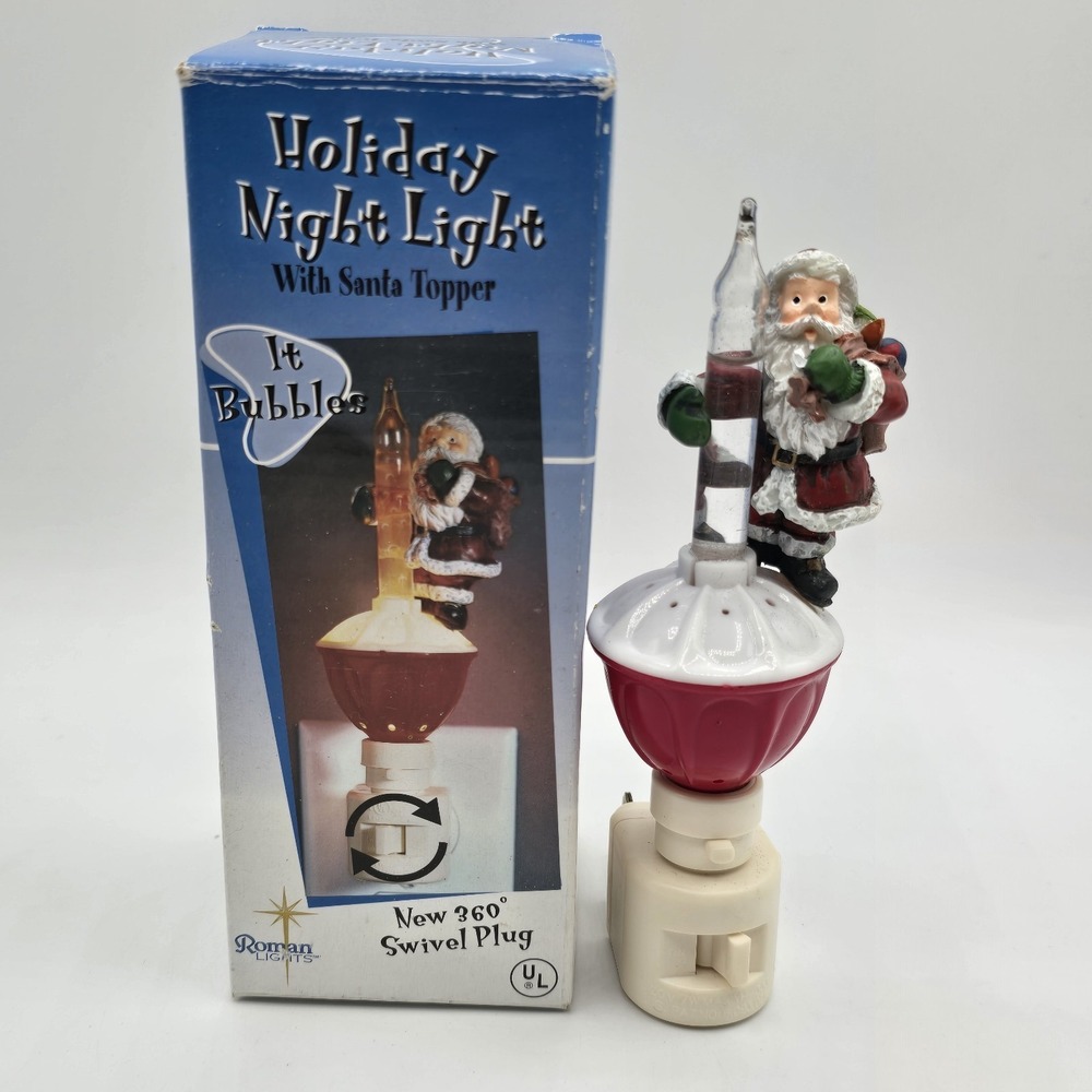 Holiday Night Light Roman Lights Santa Vtg Bubbling Christmas Decor
